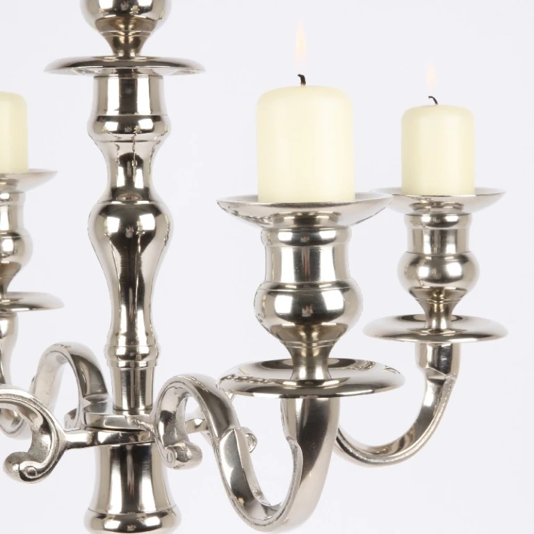 5-armed candelabrum - 80 cm - silver - aluminum