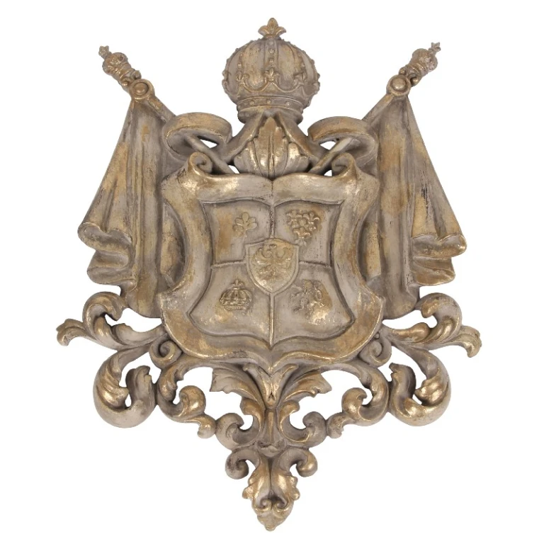 Wall Plaque Coat of Arms - Beige/Gold - 36.5 cm - Resin