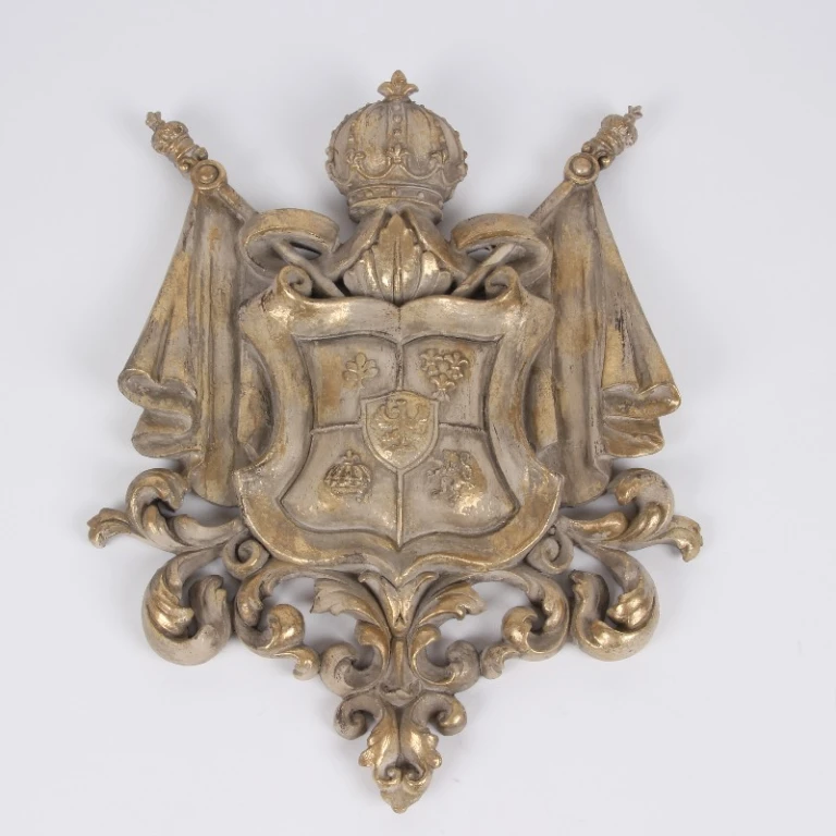 Wall Plaque Coat of Arms - Beige/Gold - 36.5 cm - Resin