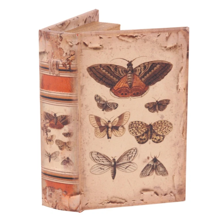 Book-shaped storage box - 15 cm - beige - faux leather