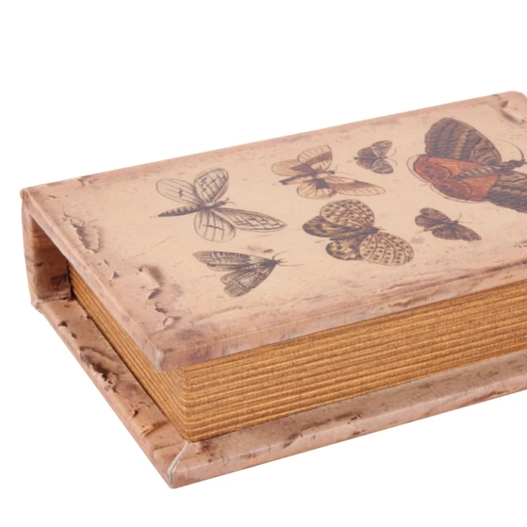 Book-shaped storage box - 15 cm - beige - faux leather
