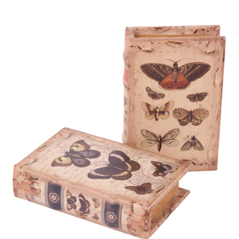Book-shaped storage box - 15 cm - beige - faux leather