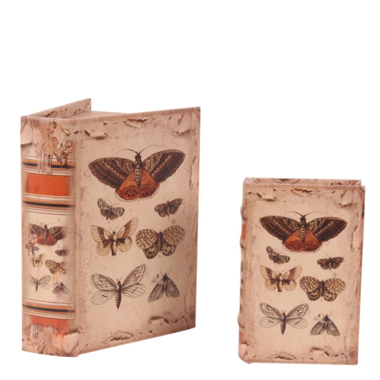 Book-shaped storage box - 15 cm - beige - faux leather