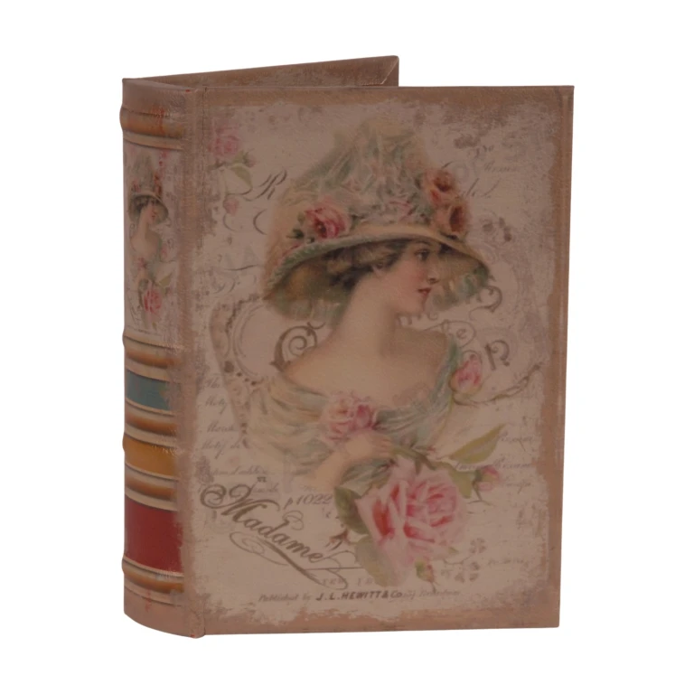 Storage Box Book Shape - 20 cm - Pink - Faux Leather