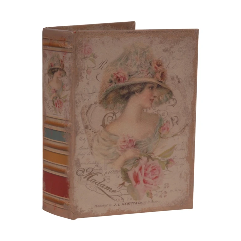 Storage Box Book Shape - 23 cm - Pink - Faux Leather