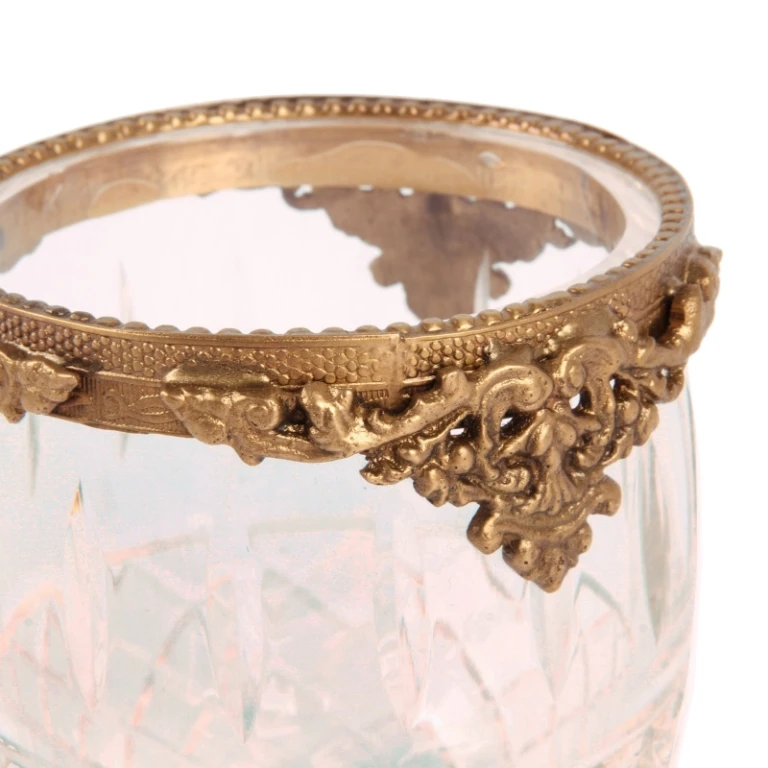 Candle Holder - Gold - Brass & Glass - 10 cm