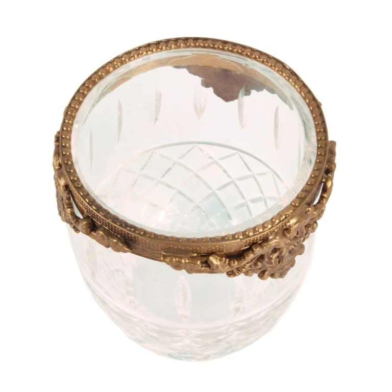 Candle Holder - Gold - Brass & Glass - 10 cm