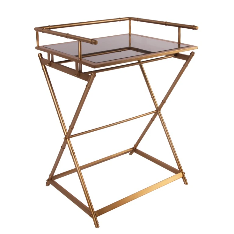 Serving Table - Gold - Glass & Steel - 85 cm