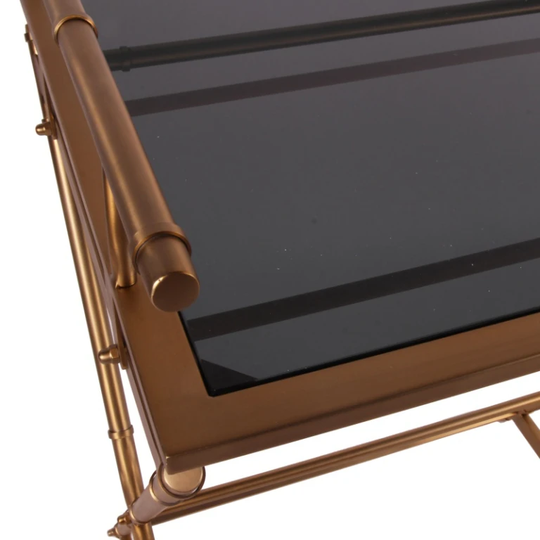 Serving Table - Gold - Glass & Steel - 85 cm