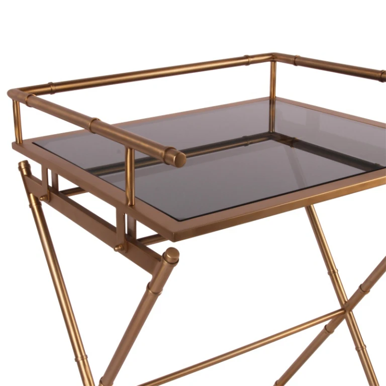 Serving Table - Gold - Glass & Steel - 85 cm