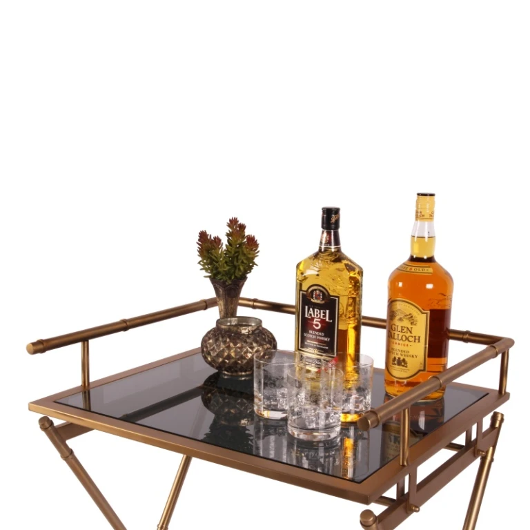 Serving Table - Gold - Glass & Steel - 85 cm