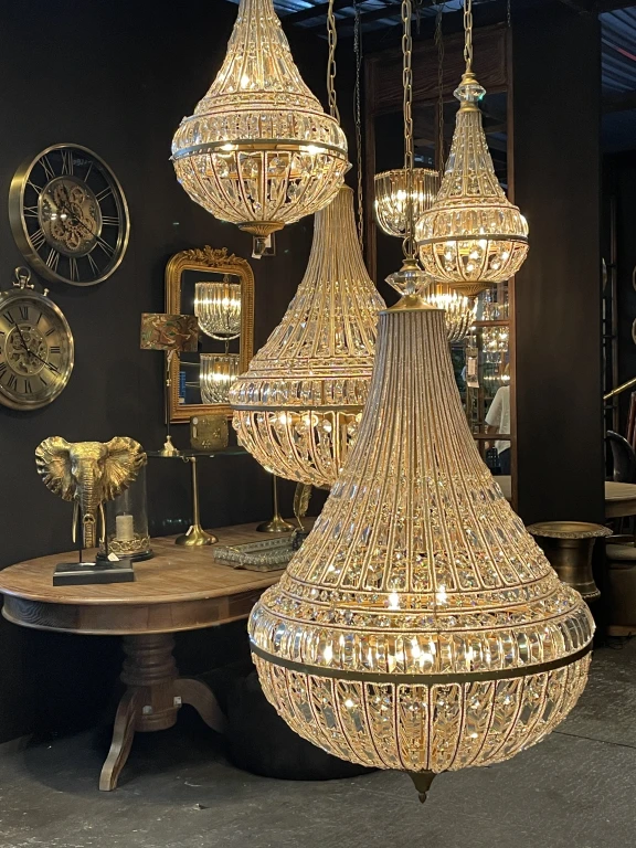 Dutch Style Chandelier Colosseo - 80 cm - gold - iron and glass