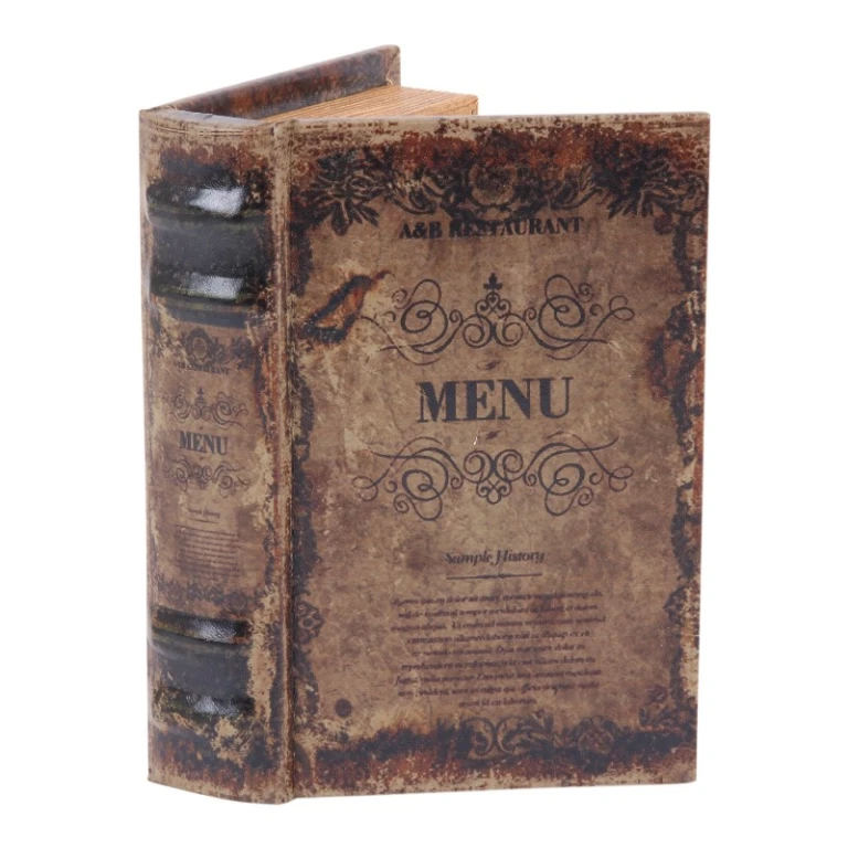 Book-shaped storage box - 15 cm - brown - faux leather