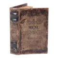 Book-shaped storage box - 15 cm - brown - faux leather