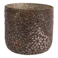 Mosaic flower candle holder - brown - glass - 17 cm