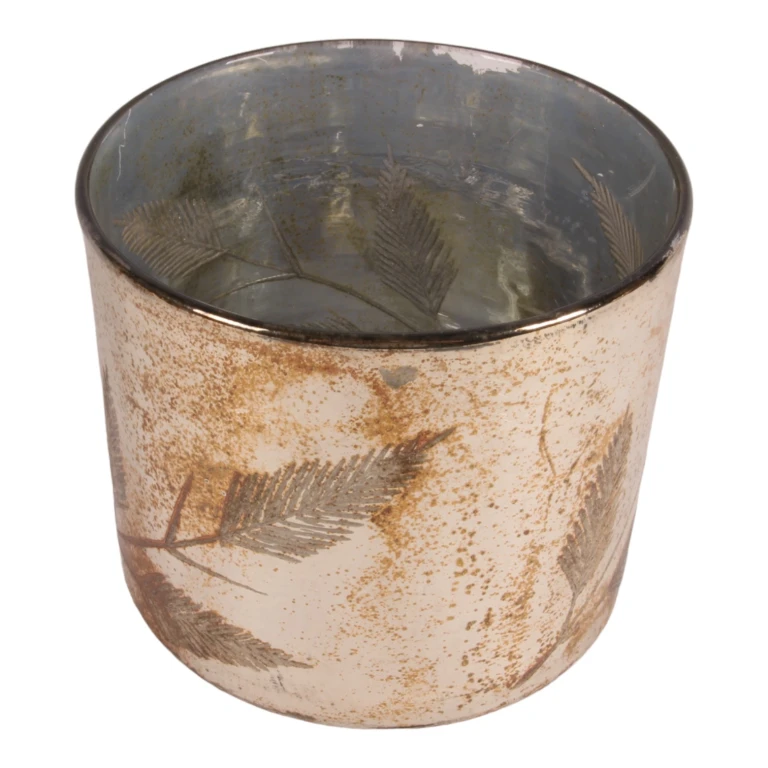 Leaf candle holder - silver - glass - 18 cm - 1 piece