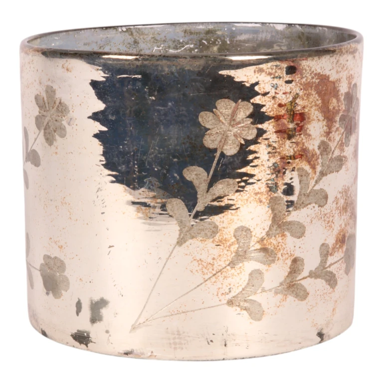 Flower Candle Holder - Gold - Glass - 18 cm