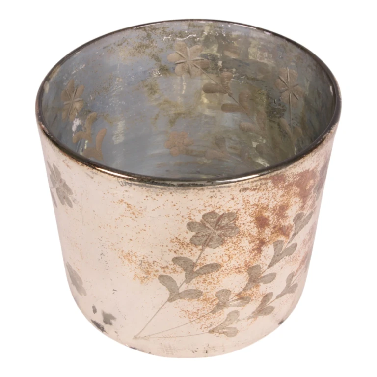 Flower Candle Holder - Gold - Glass - 18 cm