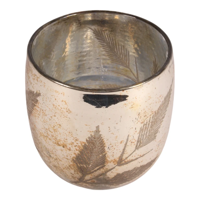 Leaf Candle Holder - 16 cm - gold - glass