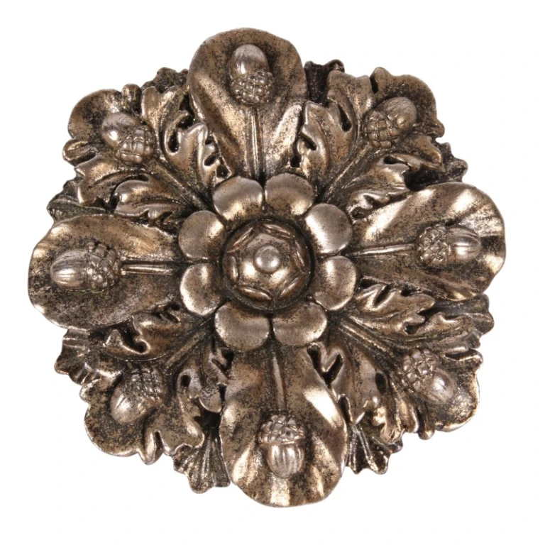 Wall ornament flower shape - silver - 15 cm - resin