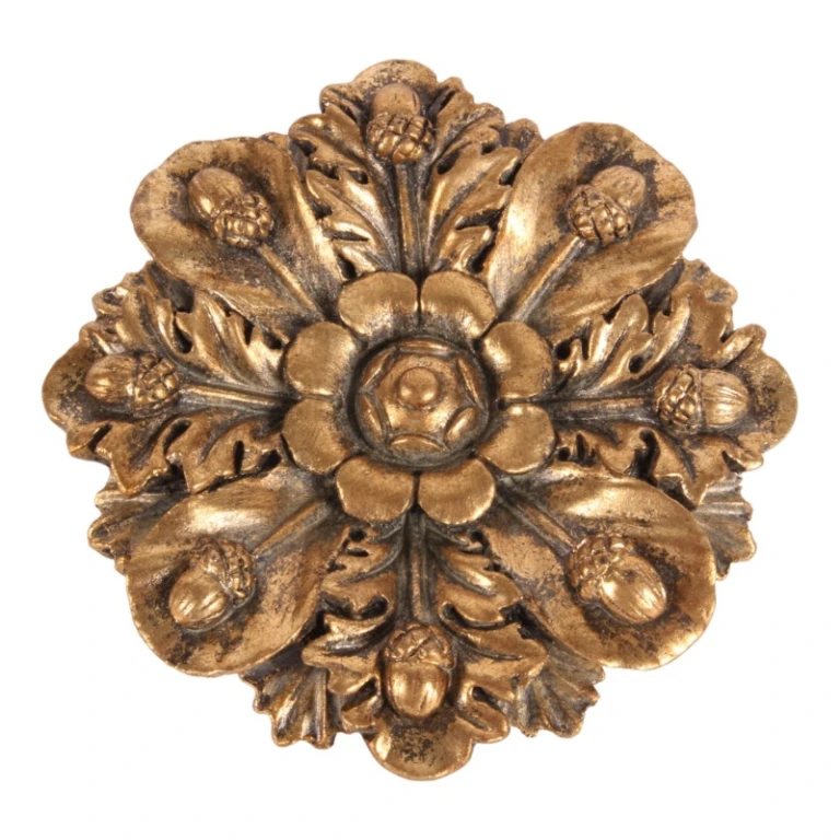 Wall ornament Flower - gold - 15 cm - artificial resin