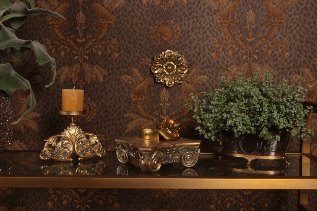 Wall ornament Flower - gold - 15 cm - artificial resin