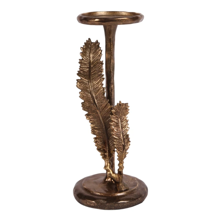Feather Candelabrum - 28 cm - gold - aluminum