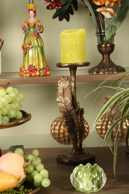 Feather Candelabrum - 28 cm - gold - aluminum