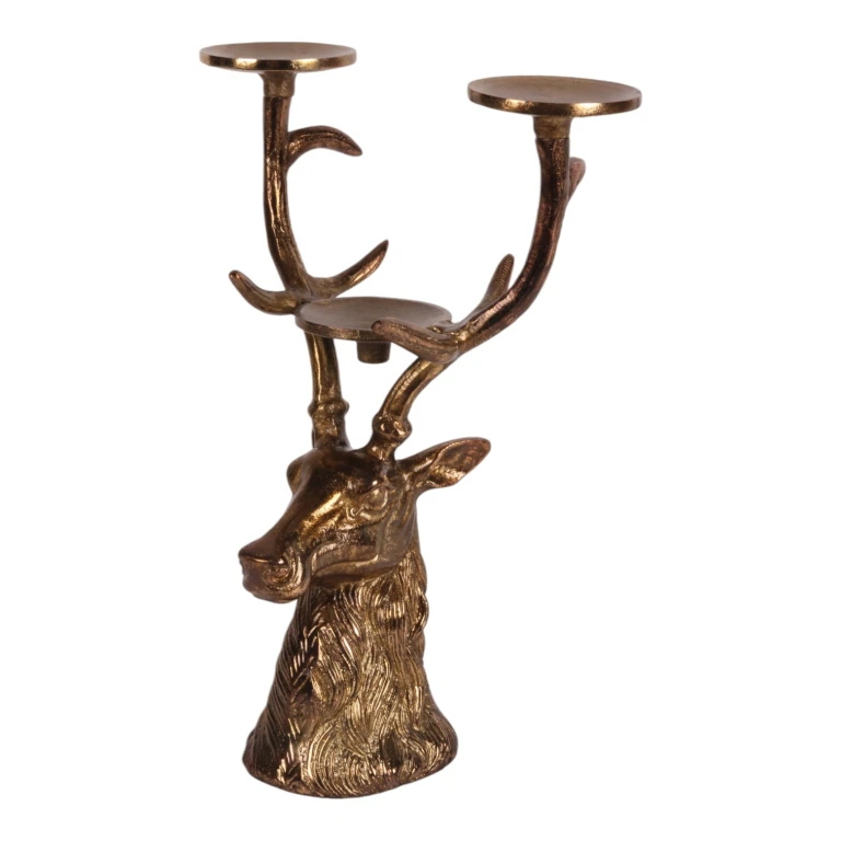 Stag Candle Holder - 36 cm - gold - aluminum