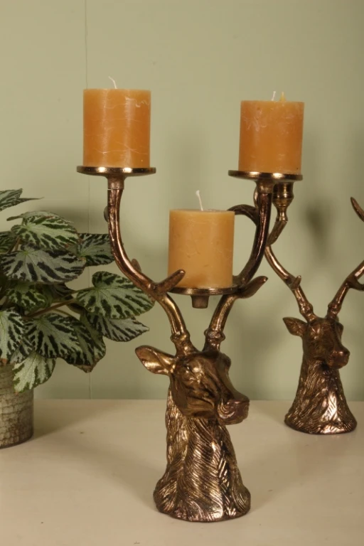 Stag Candle Holder - 36 cm - gold - aluminum