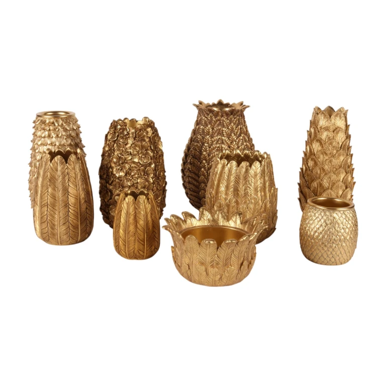 Leaf Vase - 21 cm - Gold - Resin