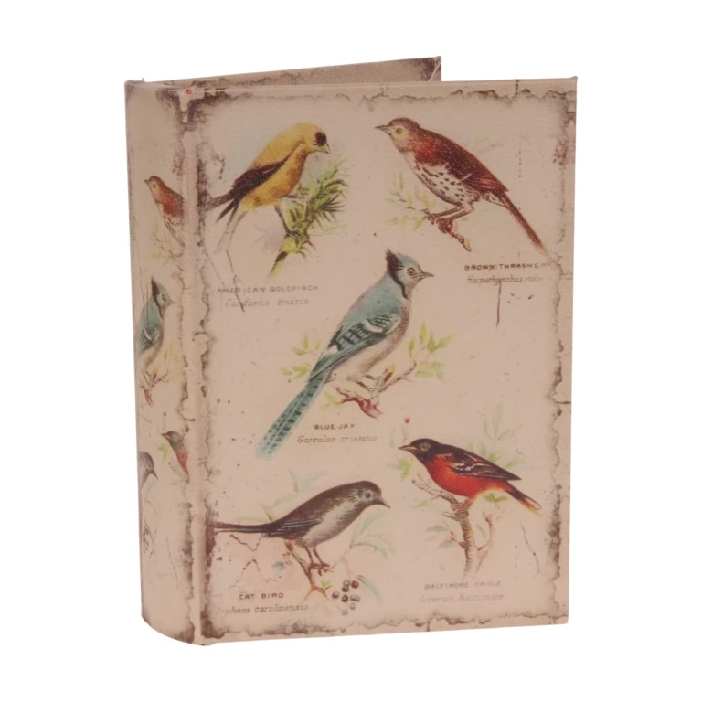 Book-shaped storage box - 20 cm - beige - faux leather - 1 piece
