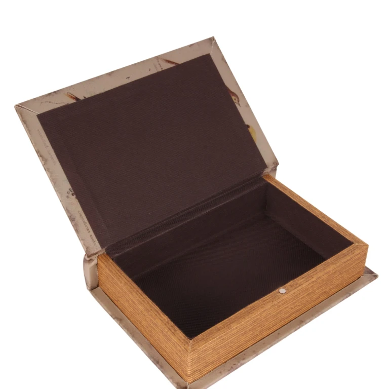 Book-shaped storage box - 20 cm - beige - faux leather - 1 piece