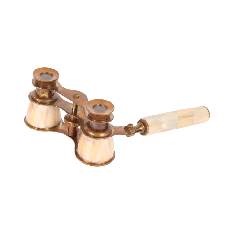 Decorative Binoculars – Gold/White – Brass – 18 cm