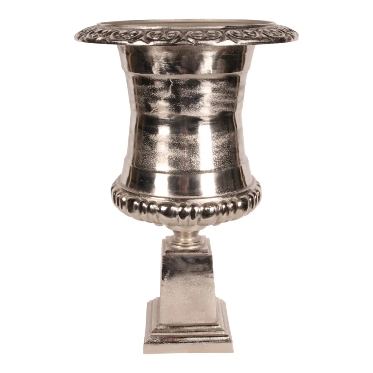 Dutch Style Flower Pot Urn - 48 cm - Silver - Aluminium
