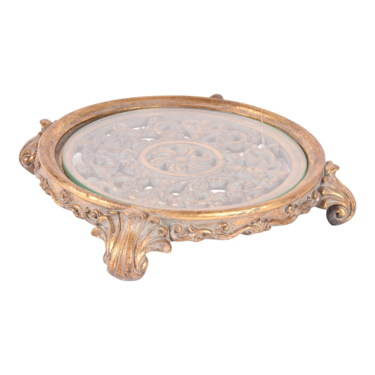 Cake platter 29 cm - gold - resin