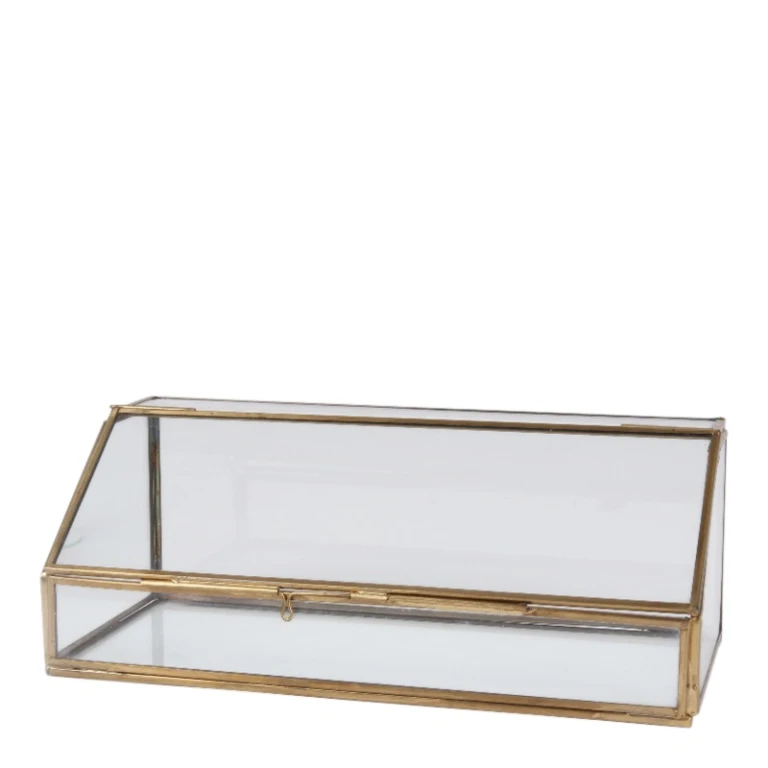 Display Box - Gold - Copper and Glass - 30 x 12 cm - 1 piece