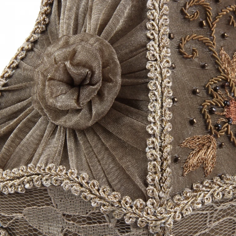 Victorian Clip-On Lampshade - 15 cm - taupe - fabric