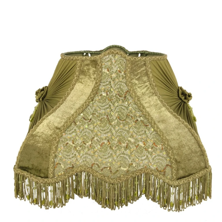 Victorian Rectangle Lampshade - 40 cm - Green - Fabric