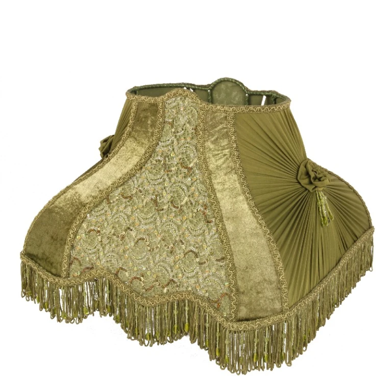 Victorian Rectangle Lampshade - 40 cm - Green - Fabric