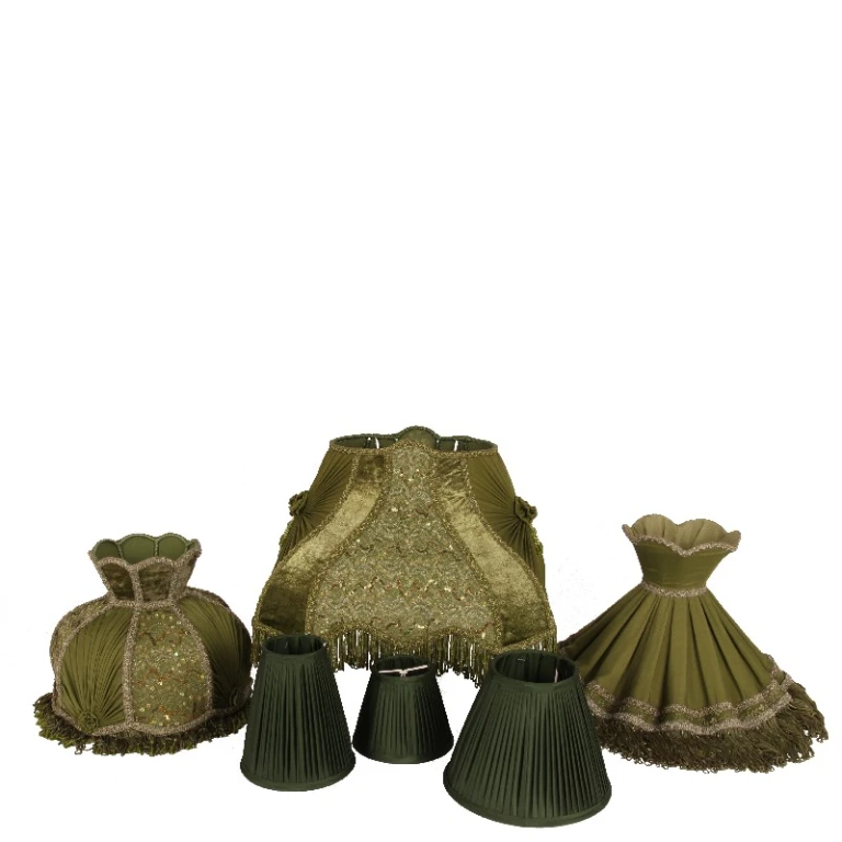 Victorian Rectangle Lampshade - 40 cm - Green - Fabric
