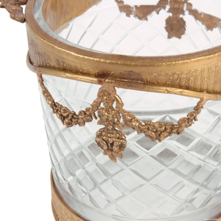Bottle holder - gold - 15 cm - brass and glass