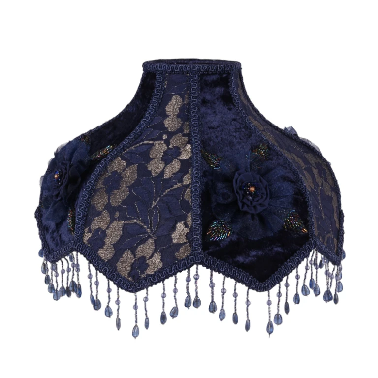 Victorian Dome Scallop Lampshade - 33 cm - blue - fabric