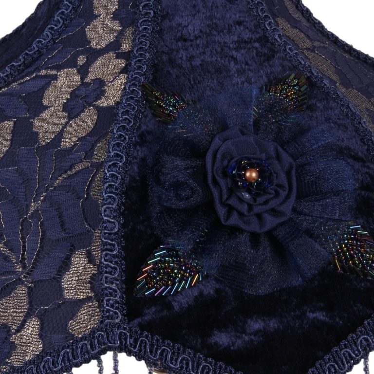 Victorian Dome Scallop Lampshade - 33 cm - blue - fabric