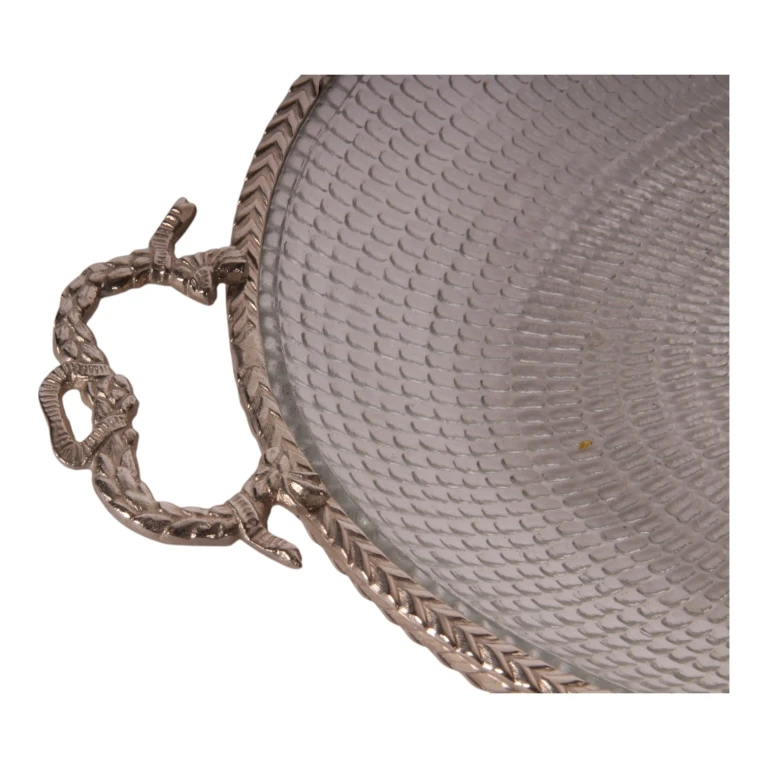 Tray Brass and Glass - Gold - 39 cm