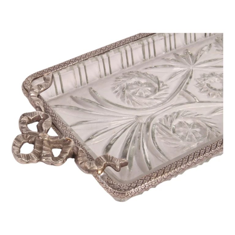Tray Brass and Glass - Silver - 33 x 16 cm