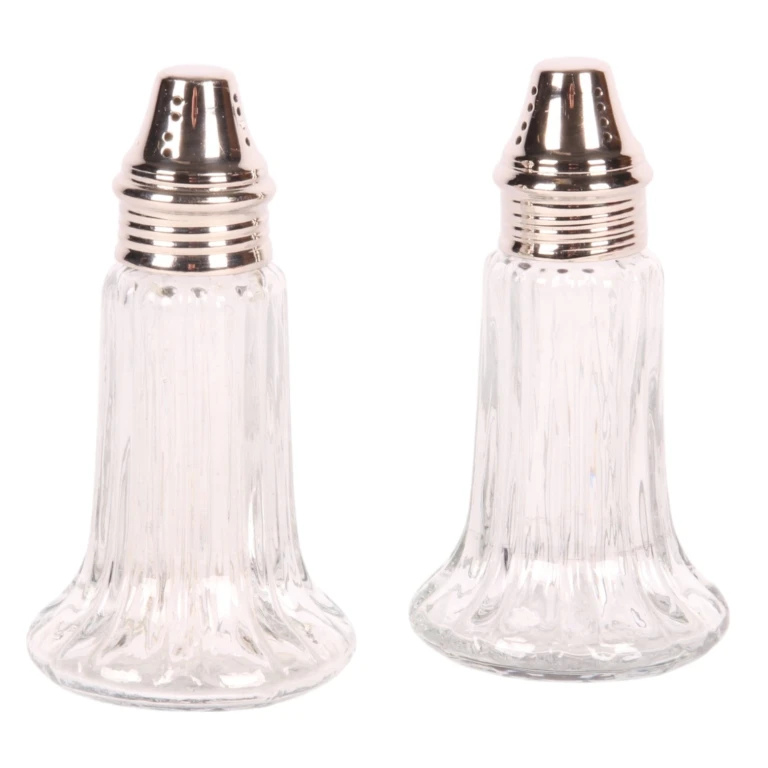 Salt shaker - 11 cm - silver - brass and glass