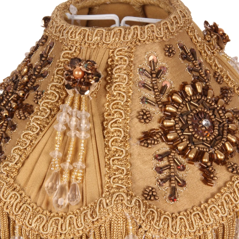 Victorian Dome Lampshade - 18 cm - gold - fabric