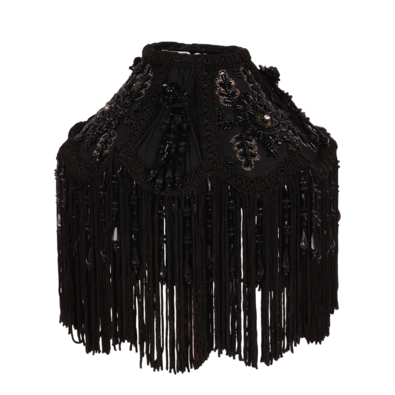 Victorian Dome Lampshade - 18 cm - black - fabric