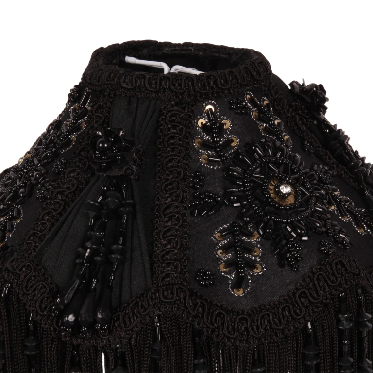 Victorian Dome Lampshade - 18 cm - black - fabric